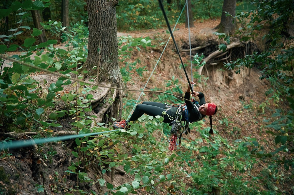 Canopy zipline through the rainforest